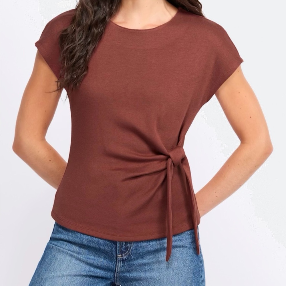 Brown Tie-Front Women Top